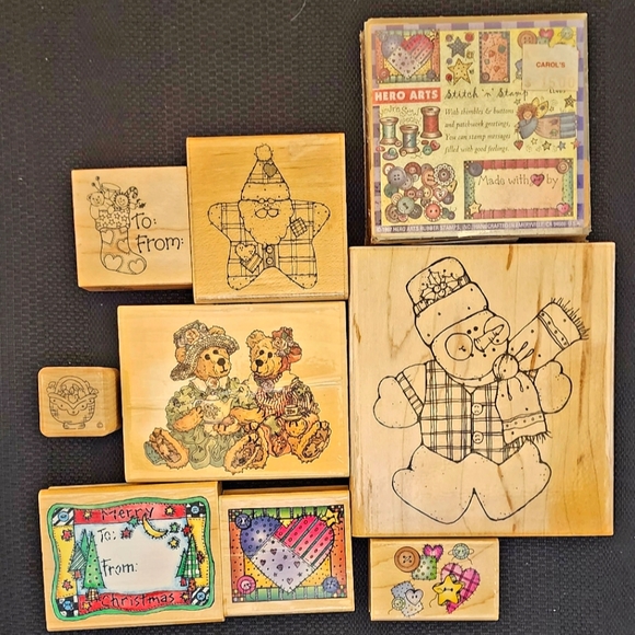 Stitched bears, snowmen, and hearts are made by rubber stamps. - Picture 1 of 6
